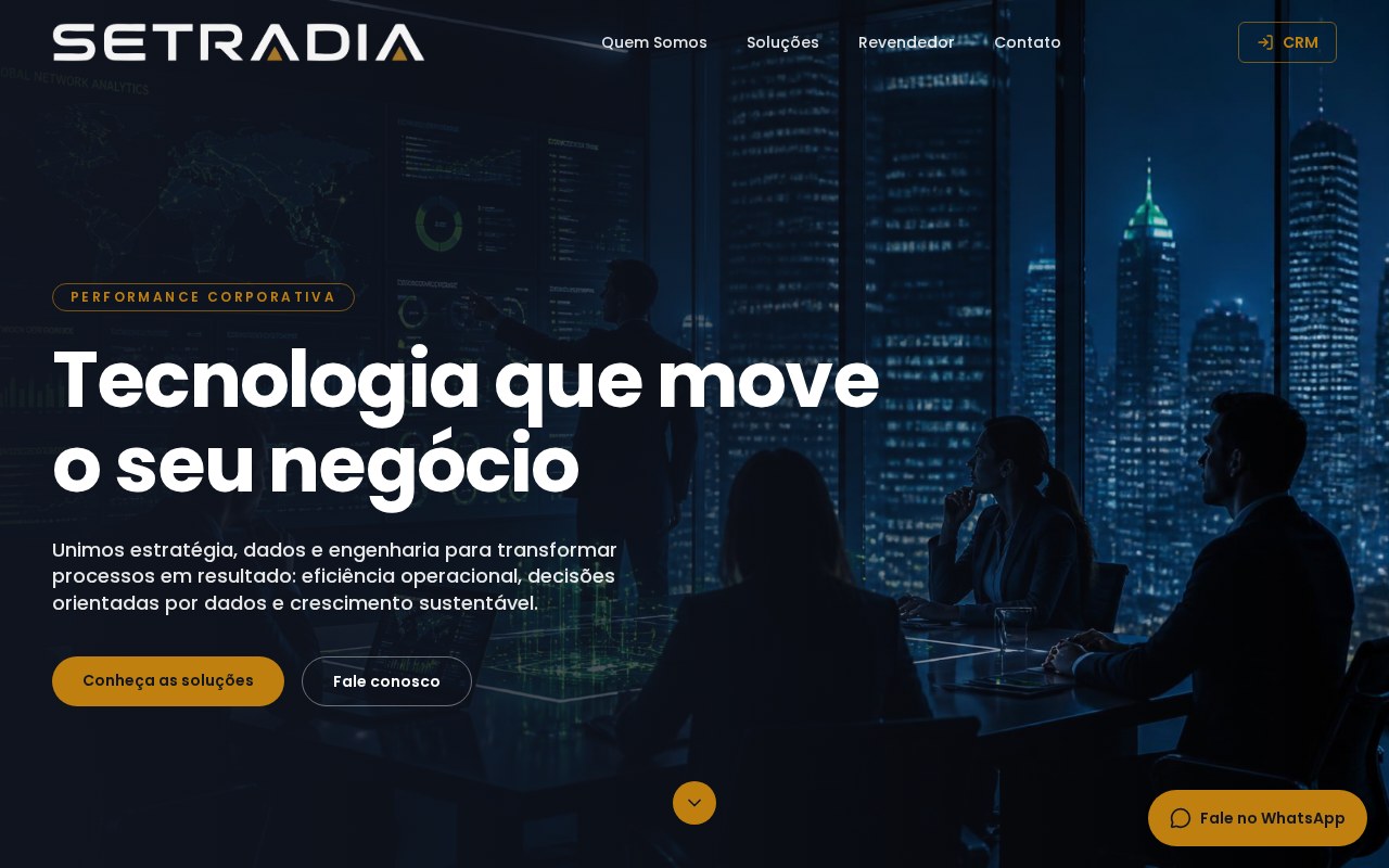 Página inicial do site SETRADIA